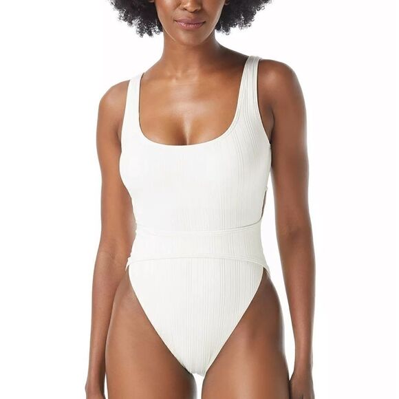 VINCE CAMUTO Ribbed High-Leg CutOut One-Piece Swimsuit Ripple Effect New Size 4 - Picture 1 of 11
